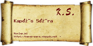 Kapás Sára névjegykártya